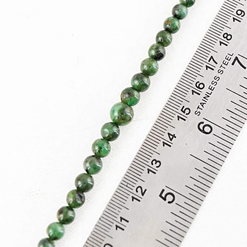 gemsmore:Natural Green Emerald Untreated Round Beads Strand