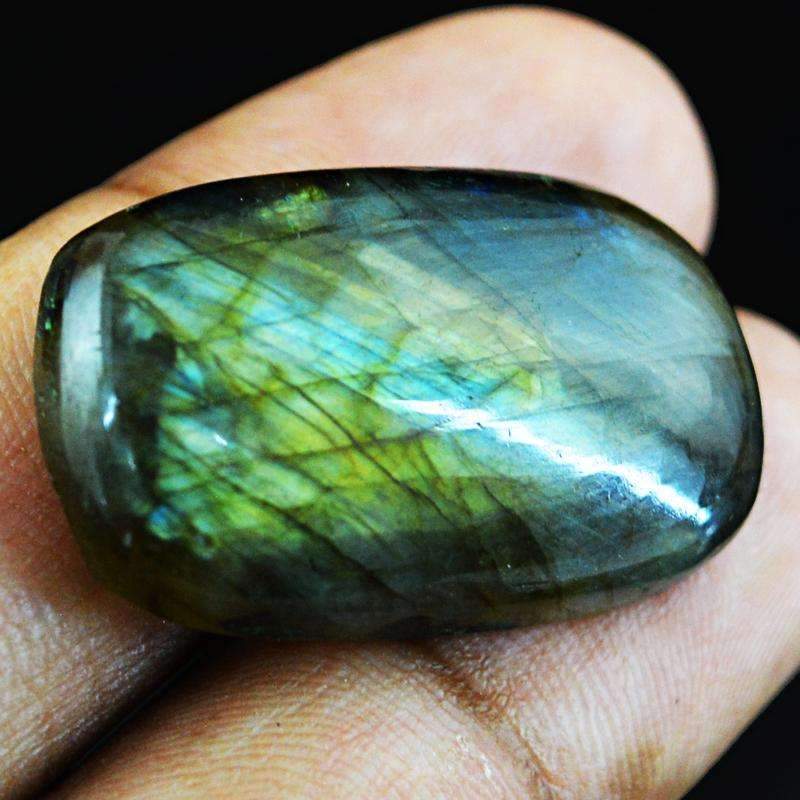 gemsmore:Natural Green Flash Labradorite Gemstone - Loose Unheated