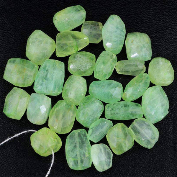 gemsmore:Natural Green Fluorite Beads Lot - Faceted Drilled