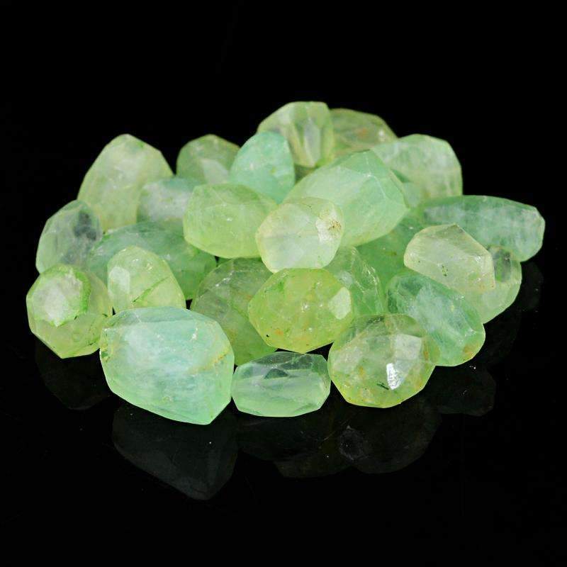 gemsmore:Natural Green Fluorite Beads Lot - Faceted Drilled