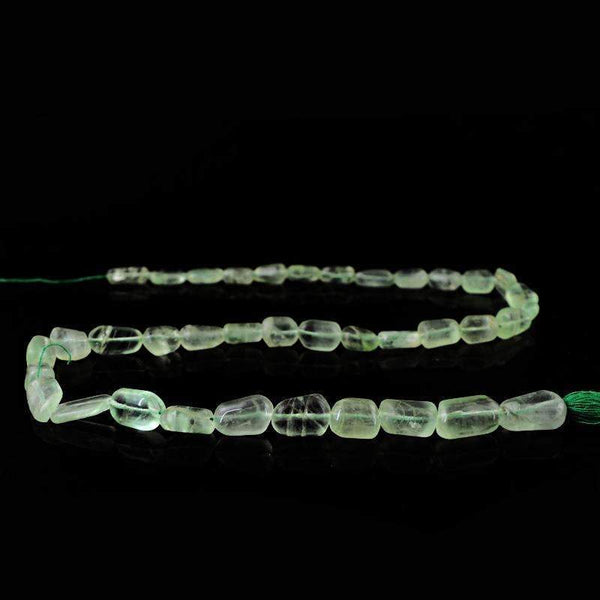 gemsmore:Natural Green Fluorite Beads Strand - Untreated Drilled