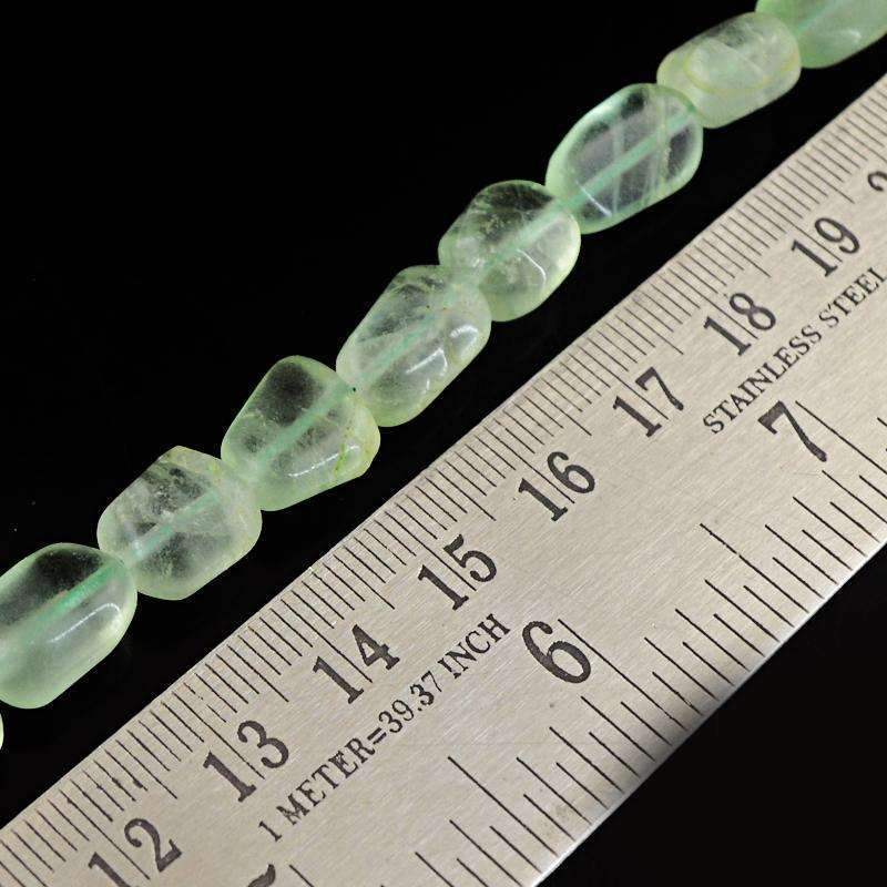 gemsmore:Natural Green Fluorite Beads Strand - Untreated Drilled