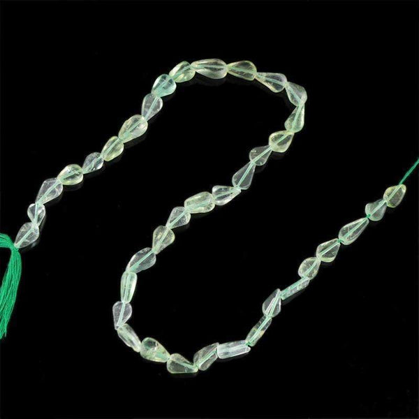 gemsmore:Natural Green Fluorite Beads Strand Untreated Drilled