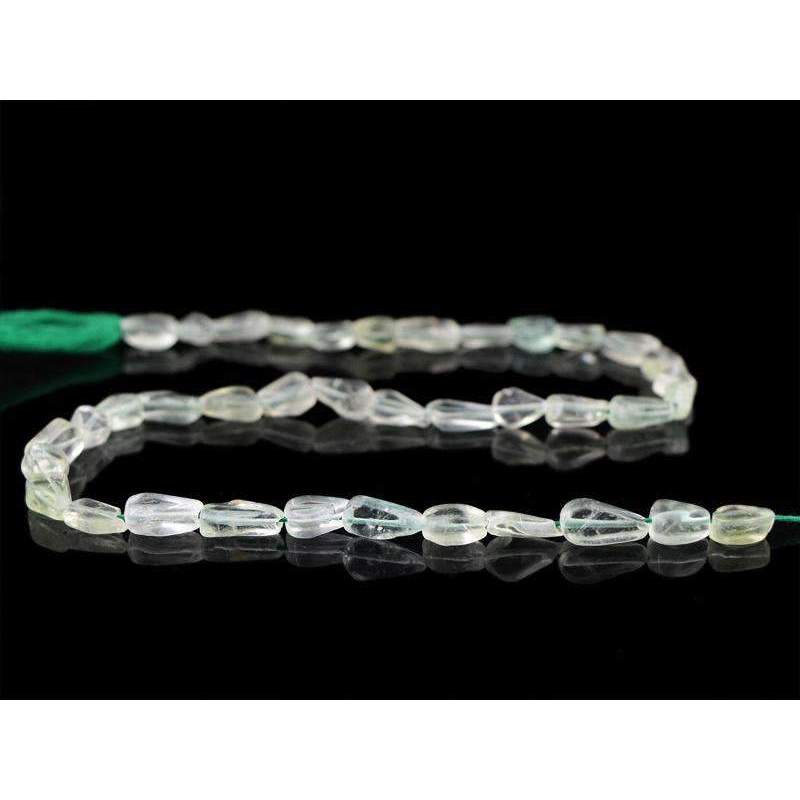 gemsmore:Natural Green Fluorite Beads Strand Untreated Drilled