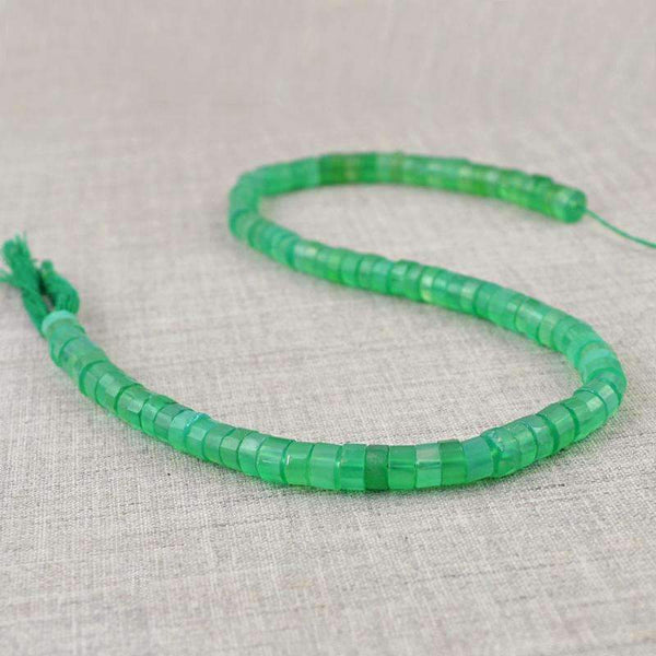 gemsmore:Natural Green Fluorite Drilled Beads Strand - Round Shape