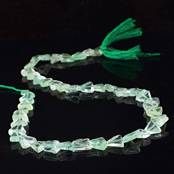 gemsmore:Natural Green Fluorite Drilled Beads Strand