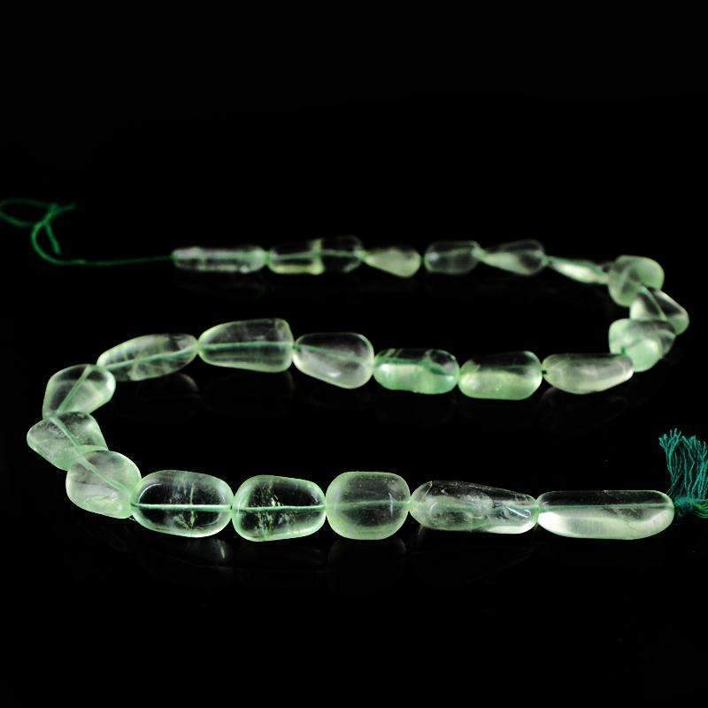 gemsmore:Natural Green Fluorite Drilled Beads Strand