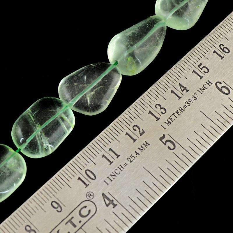 gemsmore:Natural Green Fluorite Drilled Beads Strand