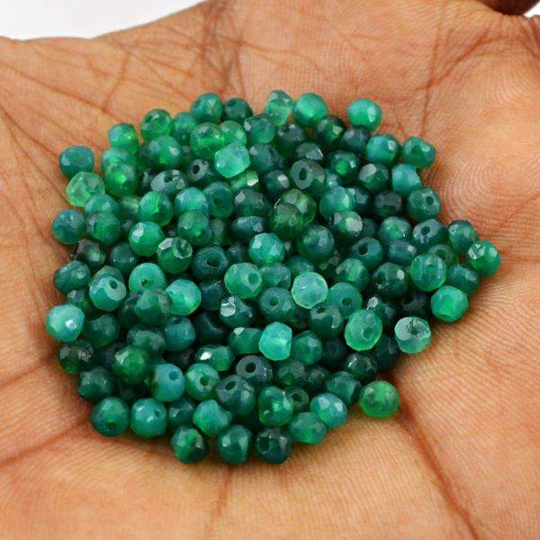 gemsmore:Natural Green Fluorite Drilled Faceted Round Shape Beads Lot
