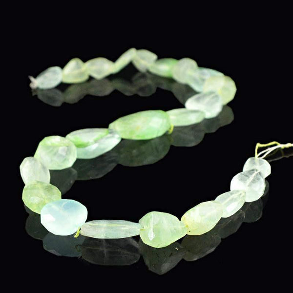 gemsmore:Natural Green Fluorite Faceted Beads Strand