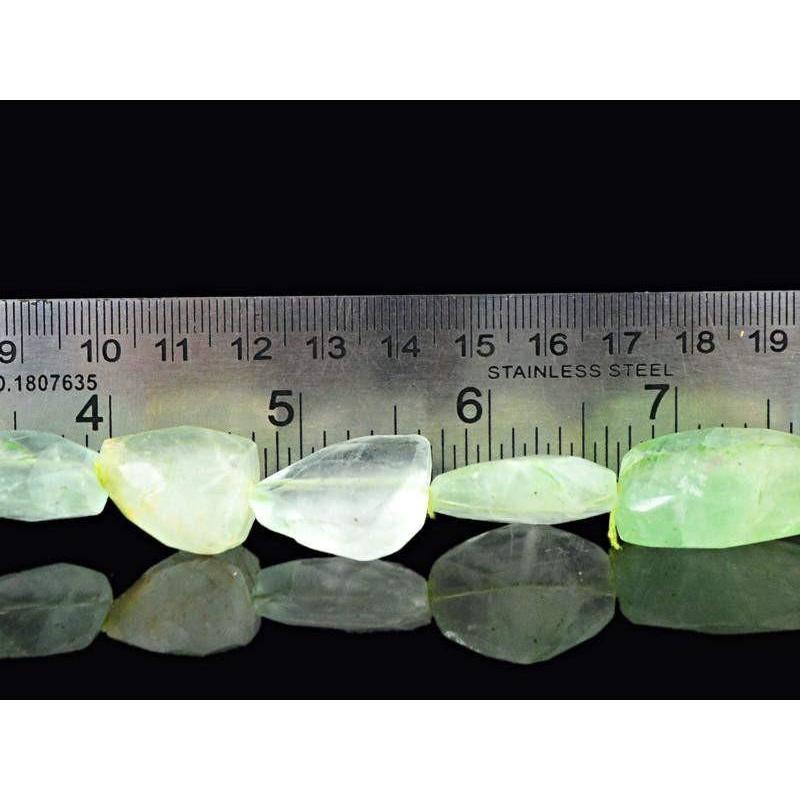 gemsmore:Natural Green Fluorite Faceted Beads Strand