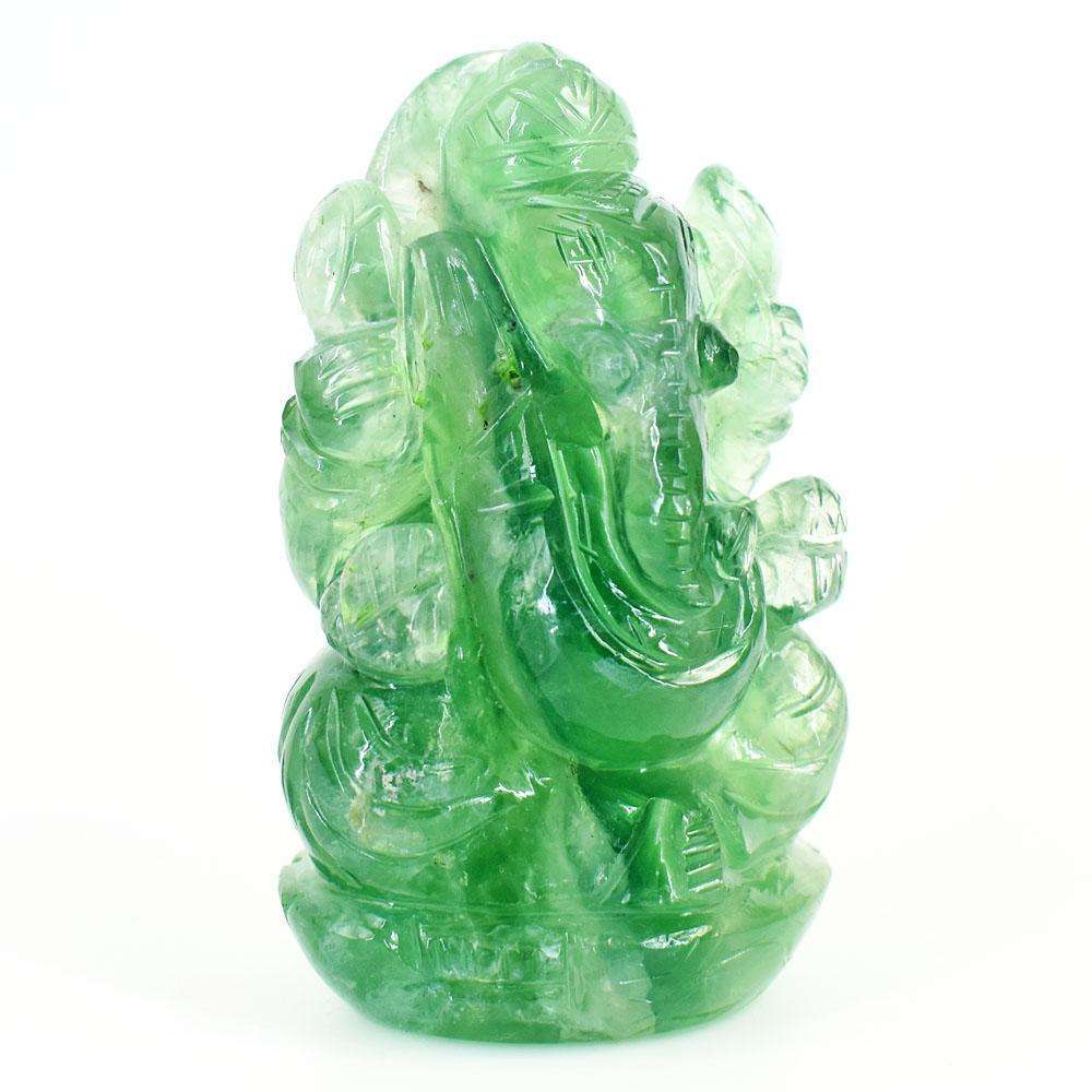 gemsmore:Natural Green Fluorite Hand Carved Genuine Crystal Gemstone Carving Lord Ganesha