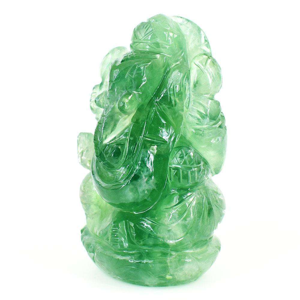 gemsmore:Natural Green Fluorite Hand Carved Genuine Crystal Gemstone Carving Lord Ganesha