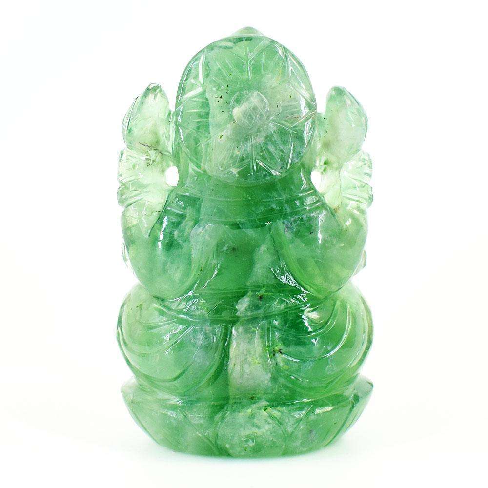 gemsmore:Natural Green Fluorite Hand Carved Genuine Crystal Gemstone Carving Lord Ganesha