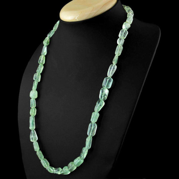 gemsmore:Natural Green Fluorite Necklace 20 Inches Long Untreated Beads