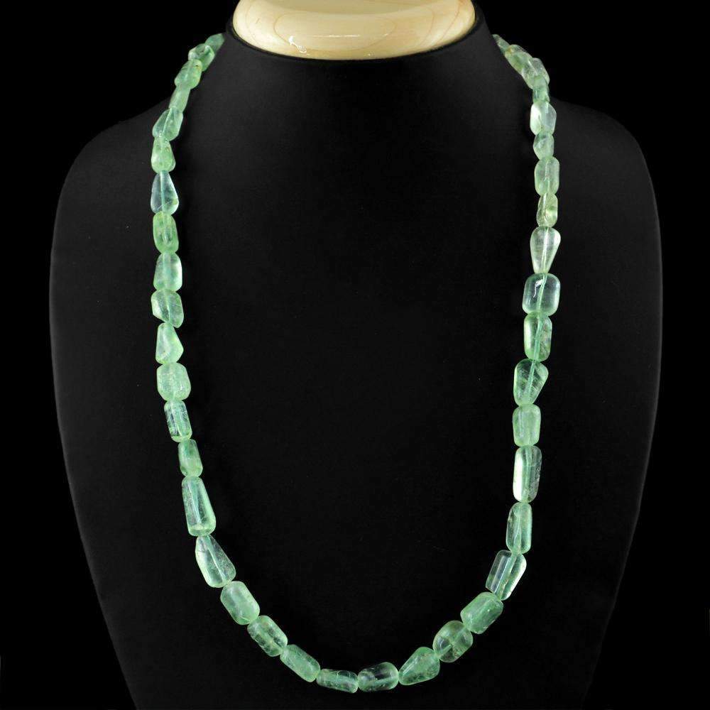 gemsmore:Natural Green Fluorite Necklace 20 Inches Long Untreated Beads