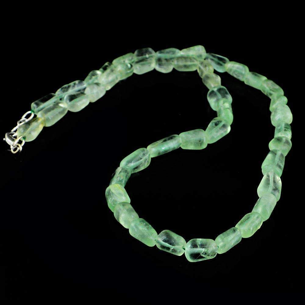 gemsmore:Natural Green Fluorite Necklace 20 Inches Long Untreated Beads