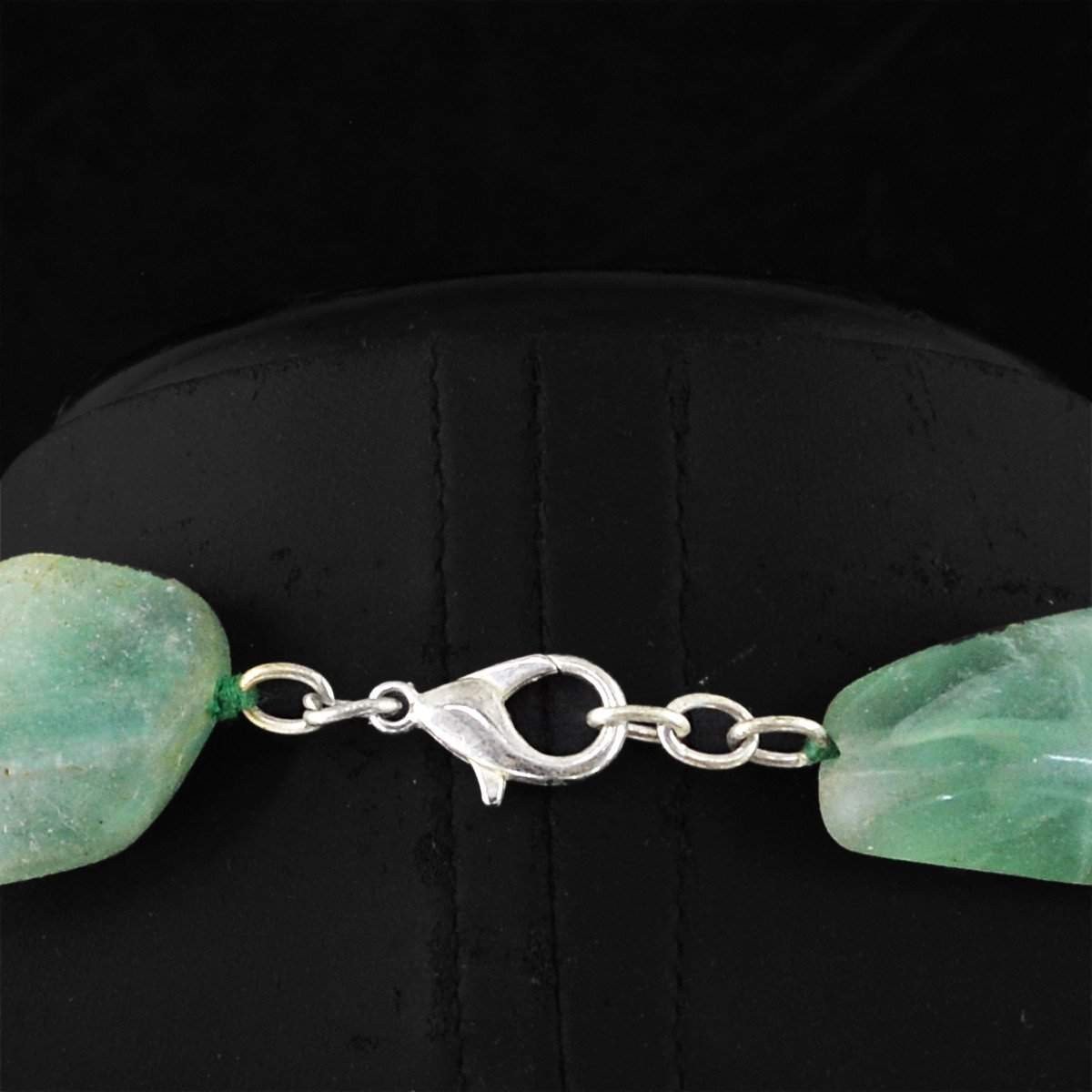 gemsmore:Natural Green Fluorite Necklace Huge Beads
