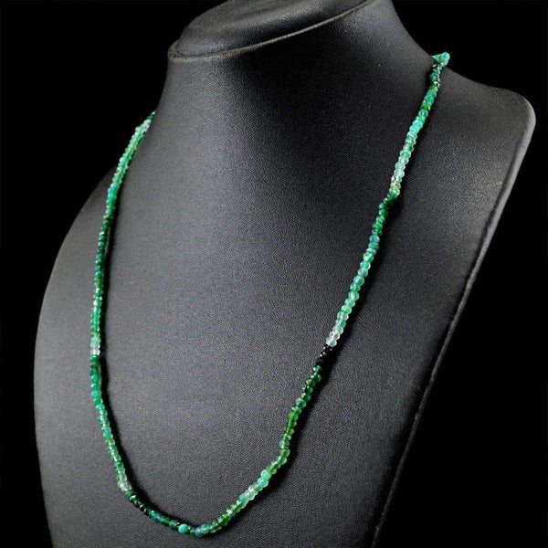 gemsmore:Natural Green Fluorite Necklace Natural Round Cut Beads