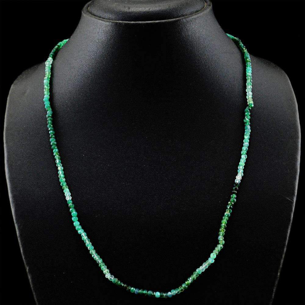 gemsmore:Natural Green Fluorite Necklace Natural Round Cut Beads