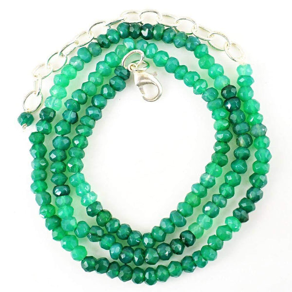 gemsmore:Natural Green Fluorite Necklace Round Cut Beads
