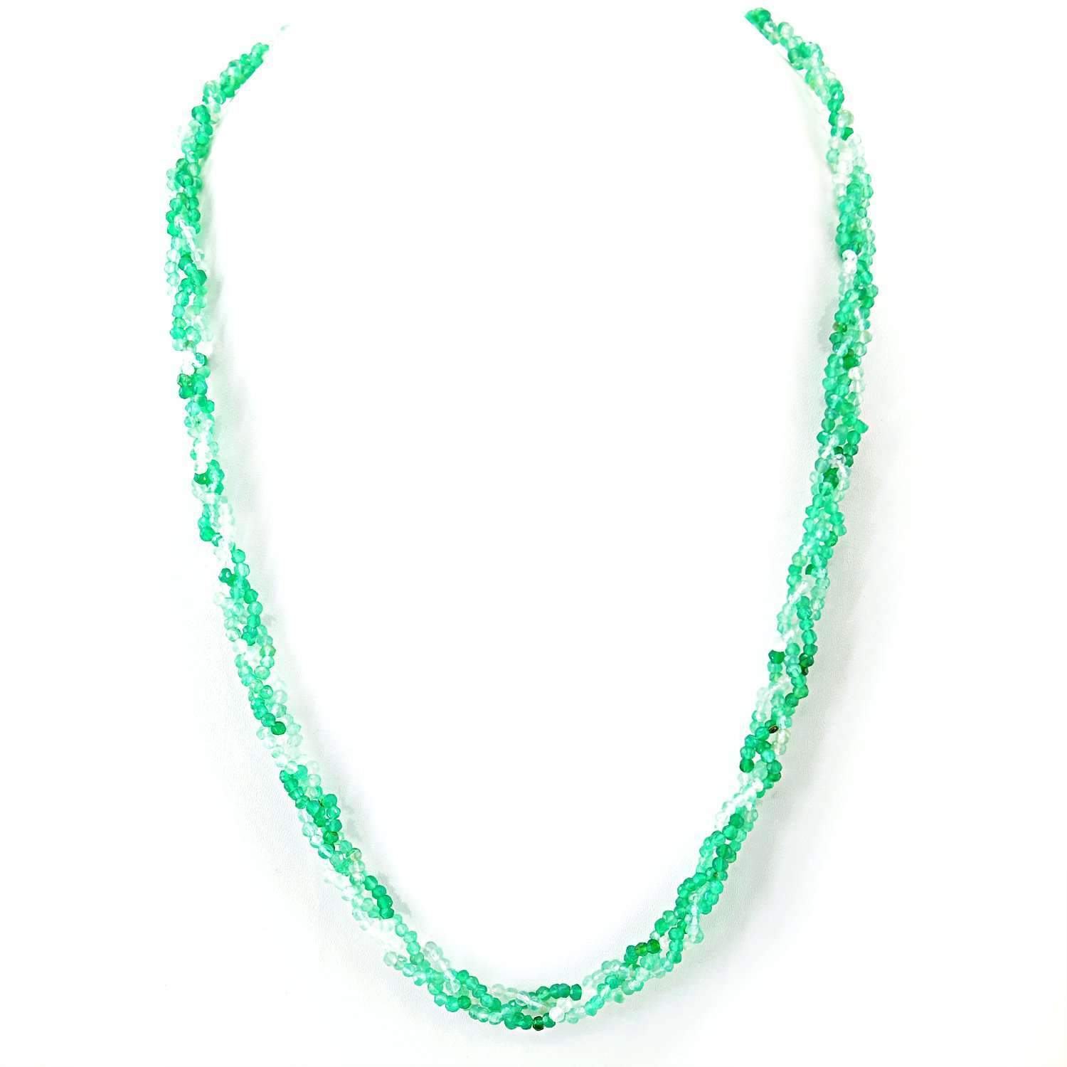 gemsmore:Natural Green Fluorite Necklace Untreated Round Cut Beads