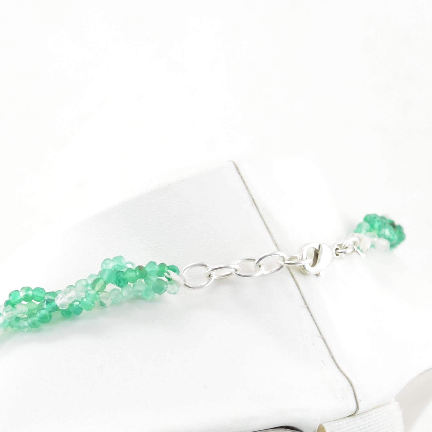gemsmore:Natural Green Fluorite Necklace Untreated Round Cut Beads