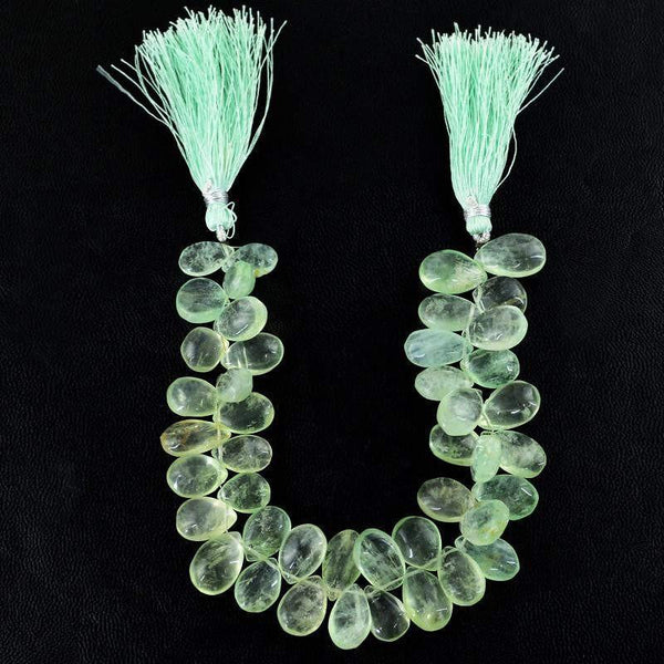 gemsmore:Natural Green Fluorite Pear Shape Beads Strand
