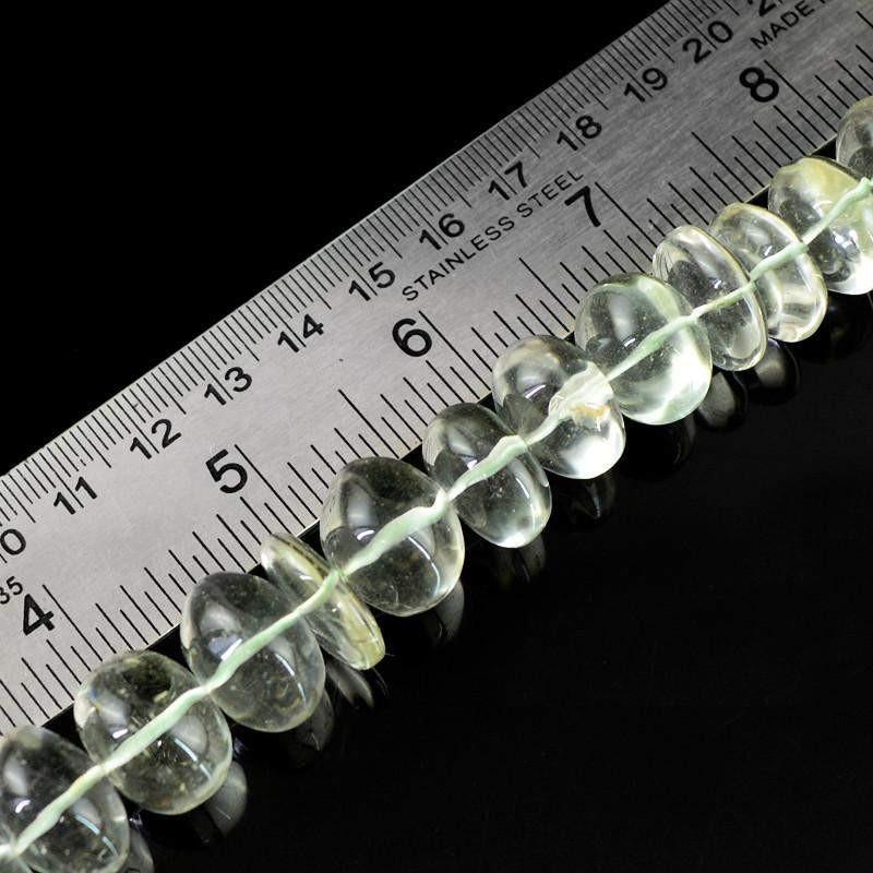 gemsmore:Natural Green Fluorite Round Shape Drilled Beads Strand
