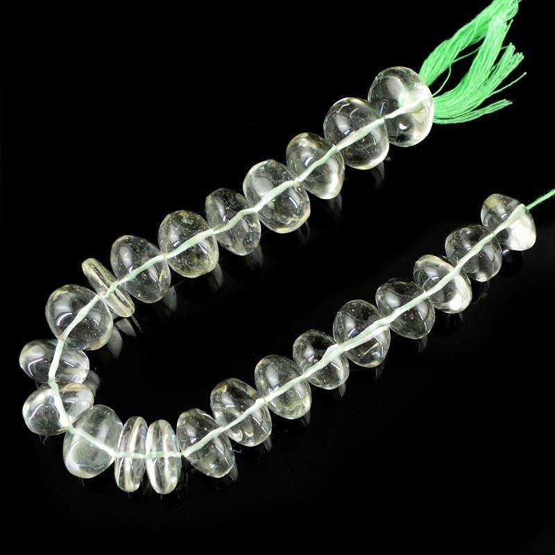 gemsmore:Natural Green Fluorite Round Shape Drilled Beads Strand