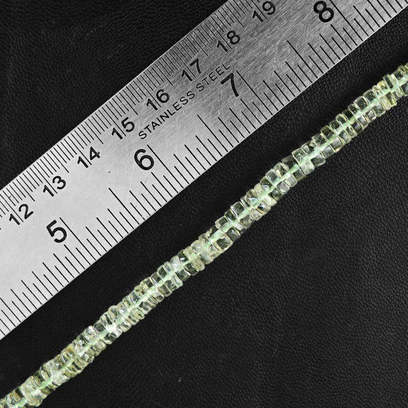 gemsmore:Natural Green Fluorite Untreated Beads Strand