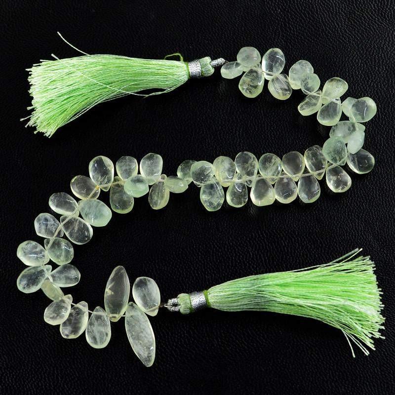 gemsmore:Natural Green Fluorite Untreated Beads Strand