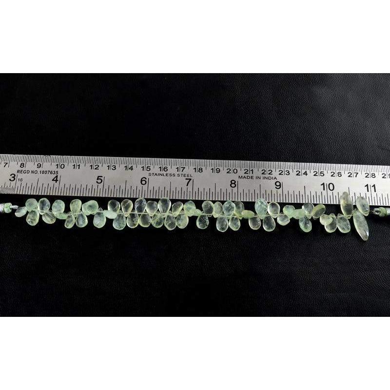 gemsmore:Natural Green Fluorite Untreated Beads Strand