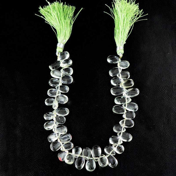 gemsmore:Natural Green Fluorite Untreated Drilled Beads Strand