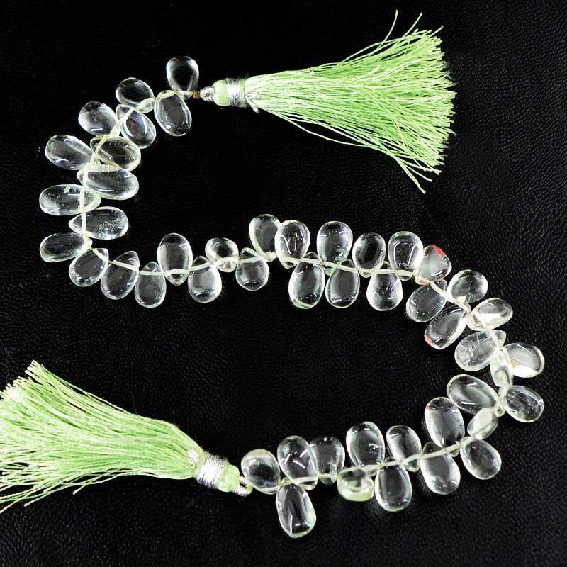 gemsmore:Natural Green Fluorite Untreated Drilled Beads Strand