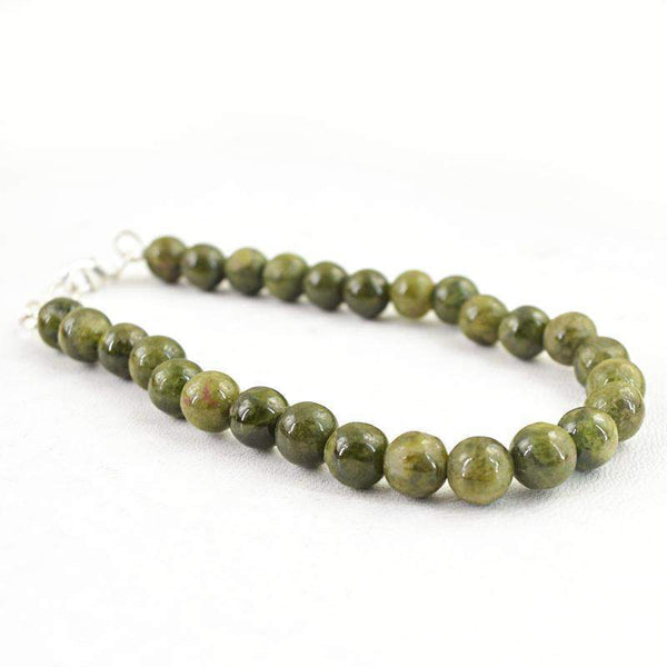 gemsmore:Natural Green Garnet Beads Bracelet Untreated Round Shape Beads