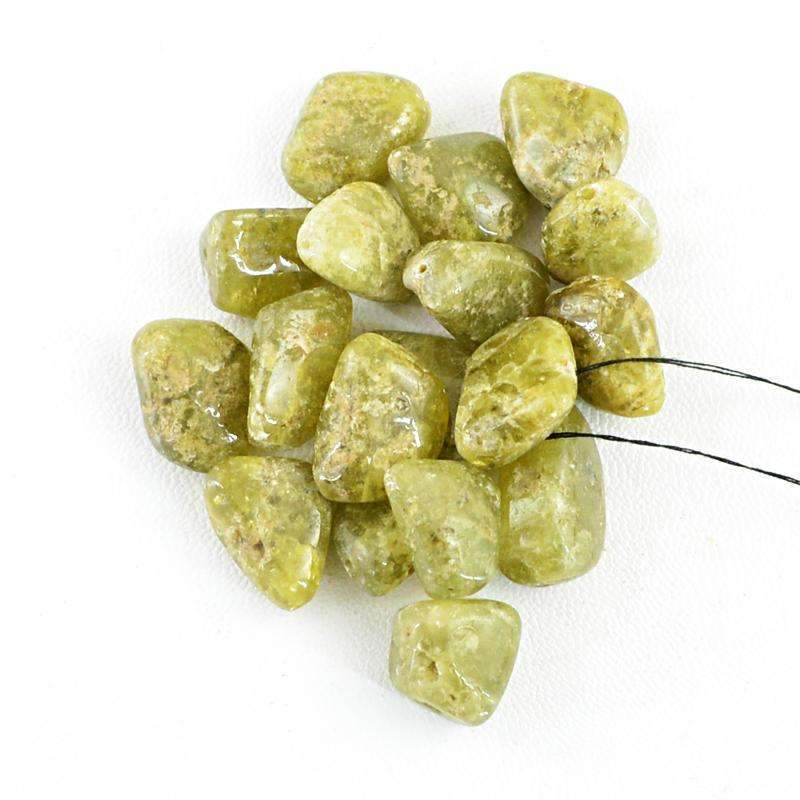 gemsmore:Natural Green Garnet Beads Lot - Untreated Drilled