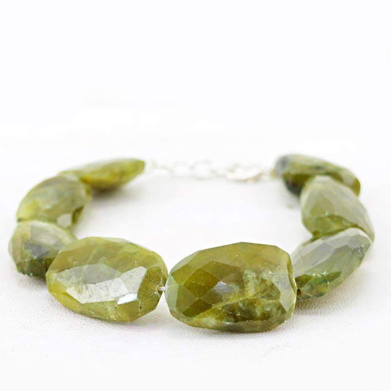 gemsmore:Natural Green Garnet Bracelet Faceted Beads