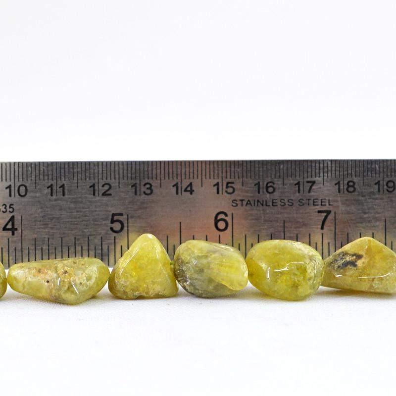 gemsmore:Natural Green Garnet Drilled Beads Strand