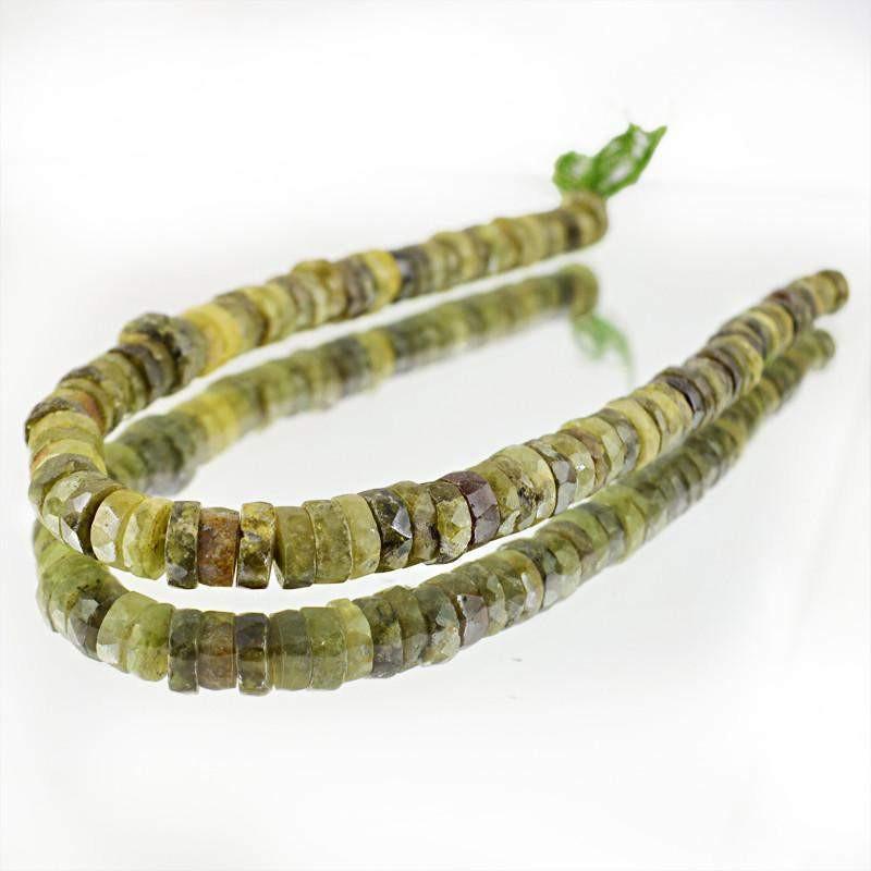 gemsmore:Natural Green Garnet Drilled Beads Strand