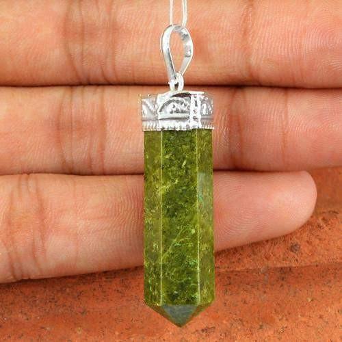 gemsmore:Natural Green Garnet Healing Point Pendant