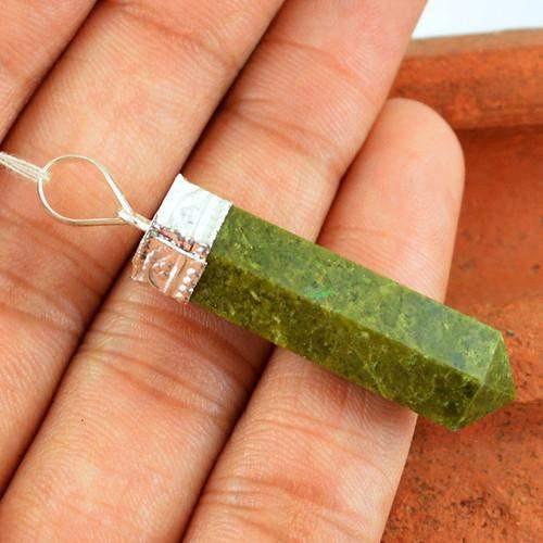 gemsmore:Natural Green Garnet Healing Point Pendant