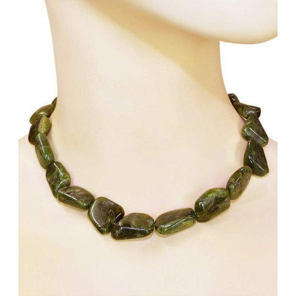 gemsmore:Natural Green Garnet Necklace Huge Beads