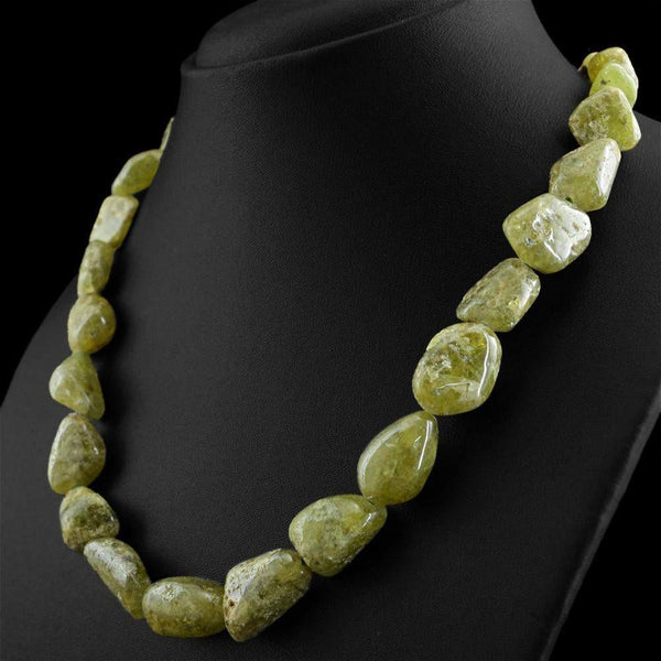gemsmore:Natural Green Garnet Necklace Unheated Beads