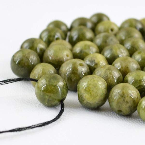 gemsmore:Natural Green Garnet Round Shape Beads Lot