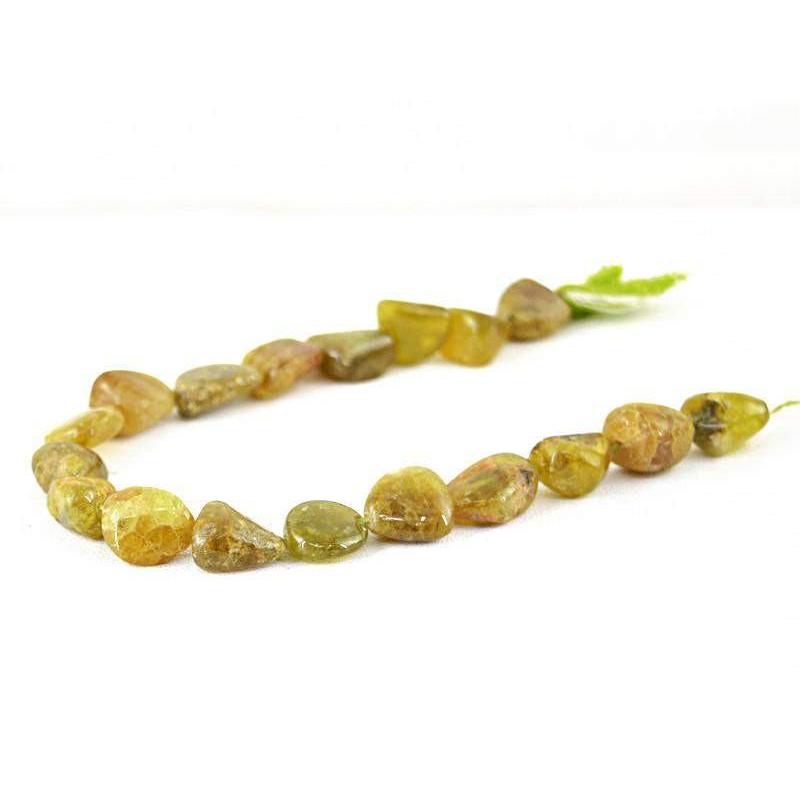 gemsmore:Natural Green Garnet Unheated Beads Strand