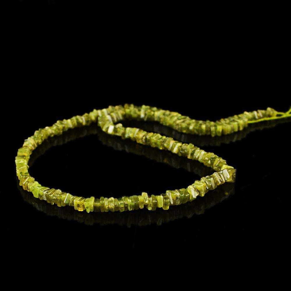 gemsmore:Natural Green Garnet Untreated Drilled Beads Strand