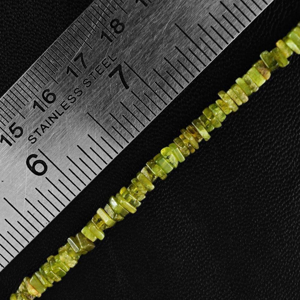gemsmore:Natural Green Garnet Untreated Drilled Beads Strand