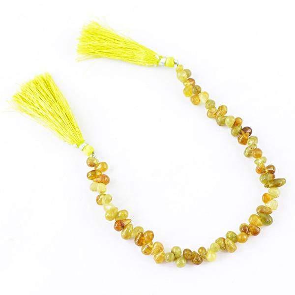 gemsmore:Natural Green Garnet Untreated Drilled Beads Strand