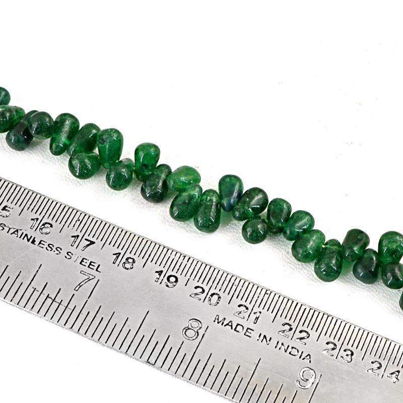 gemsmore:Natural Green Jade Beads Strand - Drilled
